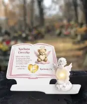 Duży Znicz Premium XL Dla Dzieci Aniołek LED Księga
