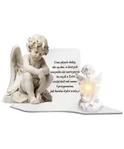 Premium Ewige Kerze XL mit Engel für Friedhof Grabengel LED