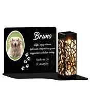 Solar-LED-Kerze für Hunde und Katzen mit Foto für einen Grabstein
