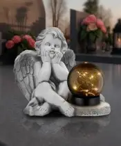 Große Engelsstatue für Friedhof, Ewiges Grab, Solar-LED