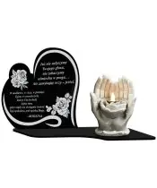 Premium Kerze Statuette Led Figur Gips Hände 18 cm Für den Friedhof