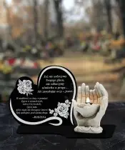 Premium Kerze Statuette Led Figur Gips Hände 18 cm Für den Friedhof