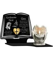 Premium Kerze Statuette Led Figur Hände Gips 18 cm für Friedhof Grab