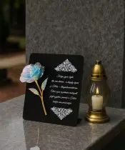 Premium Statuette 22 cm With Holographic Eternal Rose For Grave