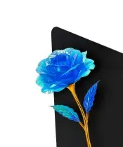 Premium Statuette 22 cm mit einer blauen ewigen Rose für das Grab