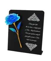 Premium Statuette 22 cm With a Blue Eternal Rose for the Grave