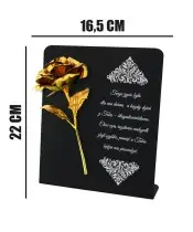 Premium Statuette 22 cm mit einer goldenen Ewigen Rose für das Grab