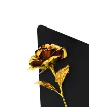 Grabstein-Souvenir 16 cm mit einer goldenen ewigen Rose