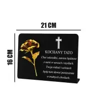 Tombstone Souvenir 16 cm with a Golden Eternal Rose