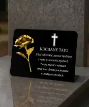 Tombstone Souvenir 16 cm with a Golden Eternal Rose