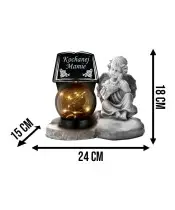 Premium Kerze Gips Engel Statue für Friedhof Grab Solar LED