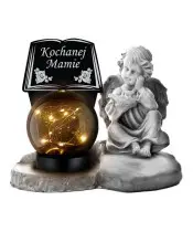 Premium Kerze Gips Engel Statue für Friedhof Grab Solar LED
