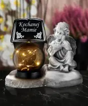Premium Kerze Gips Engel Statue für Friedhof Grab Solar LED
