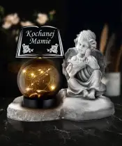 Premium Kerze Gips Engel Statue für Friedhof Grab Solar LED