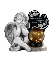 Premium Kerze Gipsstatue Engel Herz für Friedhof Grab Solar LED