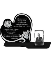Premium Kerze Statuette Herz Kristall 3D Foto für Grab