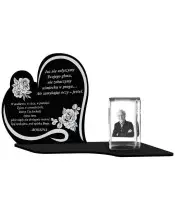 Premium Kerze Statuette Herz Kristall 3D Foto für Grab