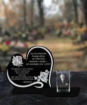 Premium Candle Statuette Heart Crystal 3D Photo For Grave