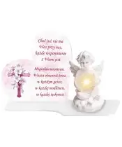 Large Premium XL Marble Candle for Children Angel LED on the Grave