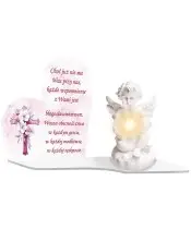 Large Premium XL Marble Candle for Children Angel LED on the Grave