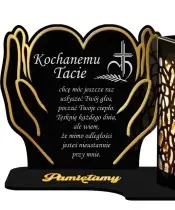 Large Solar Candle XL 18 cm Premium Heart in Hands We Remember at the Cemetery Grave