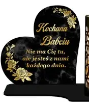 Duży Znicz Premium XL Marmurowy Na Grób Z Lampką Solarną