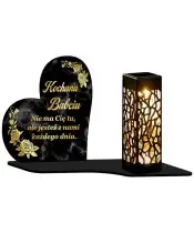 Large Premium XL Marble Grave Candle with Solar Lamp