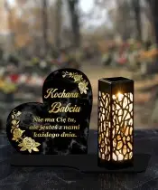 Large Premium XL Marble Grave Candle with Solar Lamp