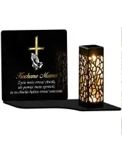 Premium Eternal Solar Candle Golden Cross Grave Statuette