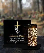 Premium Eternal Solar Candle Golden Cross Grave Statuette