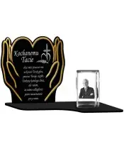 Premium Kerze Statuette Hände Golden Crystal 3D Foto für Grab