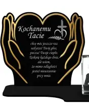 Premium Kerze Statuette Hände Golden Crystal 3D Foto für Grab