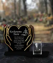 Premium Kerze Statuette Hände Golden Crystal 3D Foto für Grab