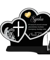Premium Candle Statue Two Hearts Crystal 3D Photo For Grave