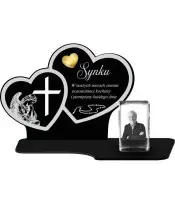 Premium Kerze Statue Zwei Herzen Kristall 3D Foto für Grab
