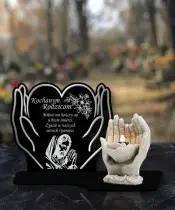 Premium Candle Led Statuette Plaster Hands 18 cm For Cemetery Grave