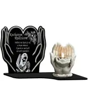 Premium Candle Led Statuette Plaster Hands 18 cm For Cemetery Grave