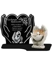 Premium Kerze LED Statuette Gipshände 18 cm für Friedhof Grab