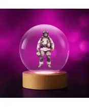 3D-Kristallkugel Feuerwehrmann Beruf