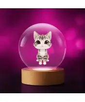 3D Kristallkugel Gestreifte Katze