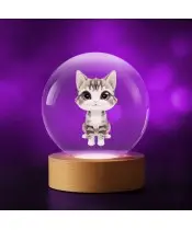 3D Kristallkugel Gestreifte Katze