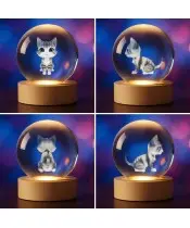 3D Kristallkugel Gestreifte Katze