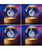 3D Crystal Ball Zodiac Sign Aquarius
