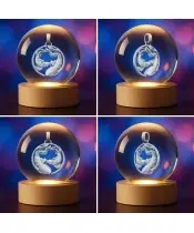 3D Crystal Ball Pisces Zodiac Sign