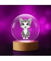 3D Kristallkugel Katze Kätzchen