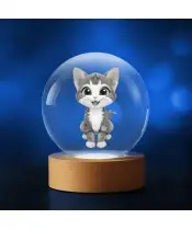 3D Kristallkugel Katze Kätzchen