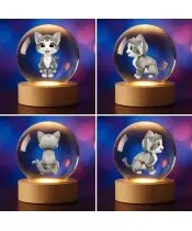 3D Kristallkugel Katze Kätzchen
