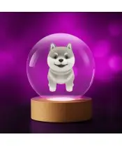 3D-Kristallkugel Shiba-Hund