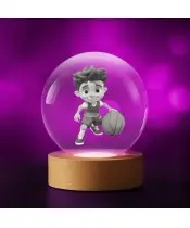3D Kristallkugel Junge mit Basketball