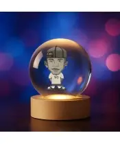 3D-Kristallkugel Fußballer Neymar mit Kappe